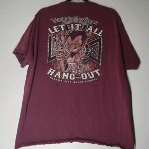 Vintage The Wicked Wheel T-Shirt Size XL Red Biker Mini Devil Double-Sided